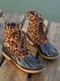 Glitter Leopard Contrast Panel Duck Bill Rain Boots