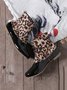 Glitter Leopard Contrast Panel Duck Bill Rain Boots