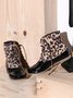 Glitter Leopard Contrast Panel Duck Bill Rain Boots