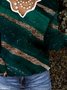 Casual Loose Abstract V neck Long Sleeve Jumper