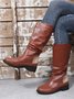 Crinkled Leopard Panel Casual Leather Cowboy Boots