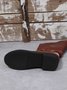 Crinkled Leopard Panel Casual Leather Cowboy Boots