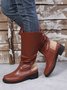 Crinkled Leopard Panel Casual Leather Cowboy Boots