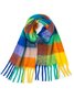 Casual Gradient Check Pattern Long Wool Scarf Everyday Clothes Matching