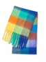 Casual Gradient Check Pattern Long Wool Scarf Everyday Clothes Matching