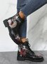 Alice Rabbit Cartoon Graphic Lace Up Boots