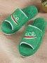 Alphabet NICE Embroidered Furry Slippers