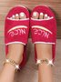 Alphabet NICE Embroidered Furry Slippers