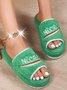 Alphabet NICE Embroidered Furry Slippers
