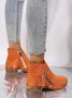 Velvet Plain Zip-Up Ankle Boots