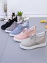 Letter Stitching Inner Heightening Round Toe Wedges
