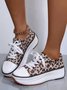 Leopard Print Breathable Platform Lace-Up Sneakers