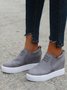 Letter Stitching Inner Heightening Round Toe Wedges