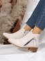 Velvet Plain Zip-Up Ankle Boots