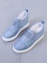 Letter Stitching Inner Heightening Round Toe Wedges