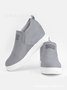 Letter Stitching Inner Heightening Round Toe Wedges