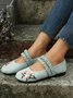 Bohemian Ethnic Floral Embroidery Linen Mary Jane Flats