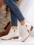 Velvet Plain Zip-Up Ankle Boots