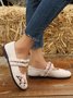 Bohemian Ethnic Floral Embroidery Linen Mary Jane Flats