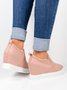 Letter Stitching Inner Heightening Round Toe Wedges