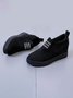 Letter Stitching Inner Heightening Round Toe Wedges