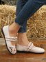 Bohemian Ethnic Floral Embroidery Linen Mary Jane Flats