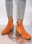 Velvet Plain Zip-Up Ankle Boots