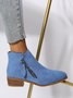 Velvet Plain Zip-Up Ankle Boots