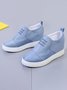 Letter Stitching Inner Heightening Round Toe Wedges
