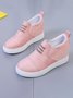 Letter Stitching Inner Heightening Round Toe Wedges
