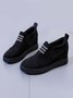 Letter Stitching Inner Heightening Round Toe Wedges