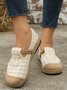 Bohemian Ethnic Style Plaid Straw Flats