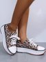 Leopard Print Breathable Platform Lace-Up Sneakers