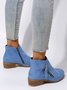 Velvet Plain Zip-Up Ankle Boots