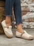 Bohemian Ethnic Style Plaid Straw Flats