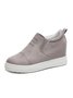 Letter Stitching Inner Heightening Round Toe Wedges