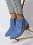 Velvet Plain Zip-Up Ankle Boots