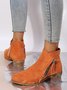 Velvet Plain Zip-Up Ankle Boots