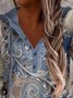Paisley Long Sleeve Buttoned Hoodie Casual Sweatshirt