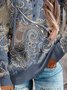 Paisley Long Sleeve Buttoned Hoodie Casual Sweatshirt