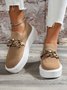 Hollow Breathable Flyknit Solid Color Metal Chain Round Toe Platform Shoes