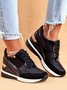 Breathable Lightweight Wedge Platform Lace-Up Sneakers