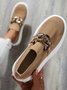 Hollow Breathable Flyknit Solid Color Metal Chain Round Toe Platform Shoes