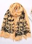 Ethnic Vintage Cotton Linen Floral Pattern Scarf Silk Scarf Shawl