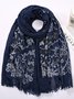 Ethnic Vintage Cotton Linen Floral Pattern Scarf Silk Scarf Shawl