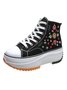 Ethnic Embroidered Floral High-Top Platform Espadrilles