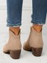 Soft Faux Suede Pointed Toe Chunky Heel Booties