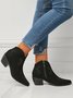 Soft Faux Suede Pointed Toe Chunky Heel Booties