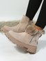 Women's Fleece Warm Chunky Heel Round Toe Ski Boots