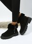Women's Fleece Warm Chunky Heel Round Toe Ski Boots